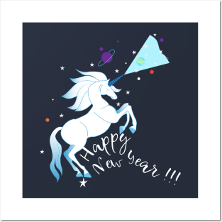 Happy New Year Unicorn Posters and Art